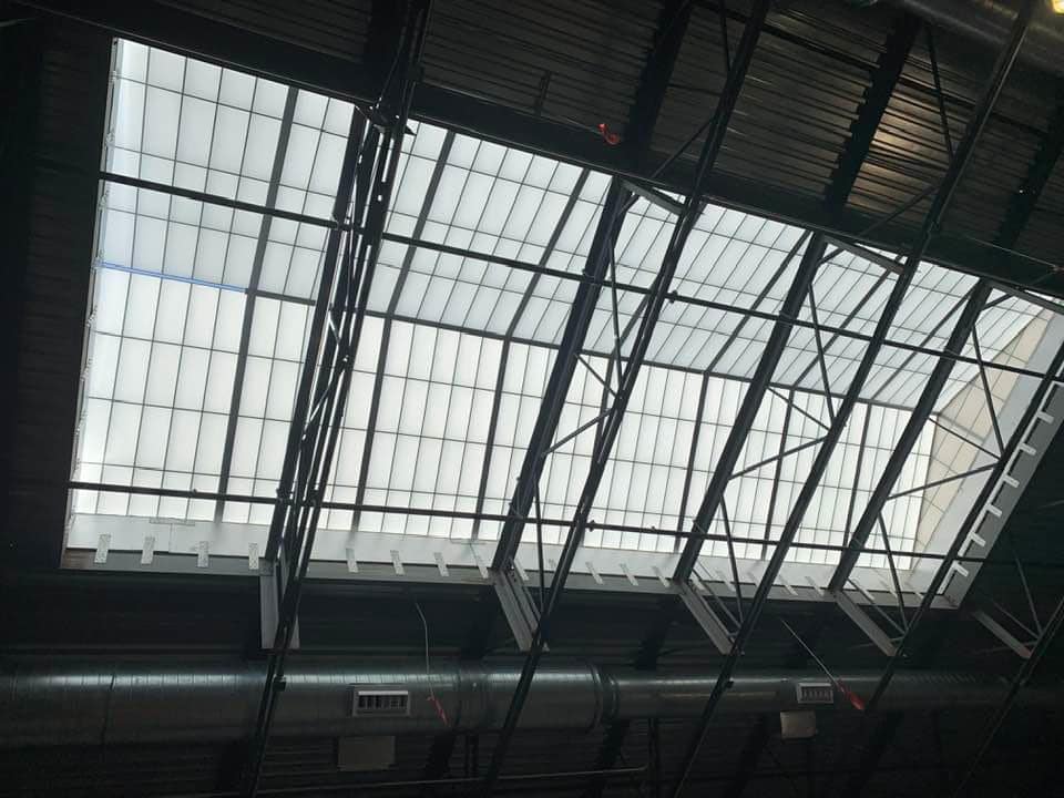 Kalwall skylight in Dallas Harris Elementary school gymnasium.